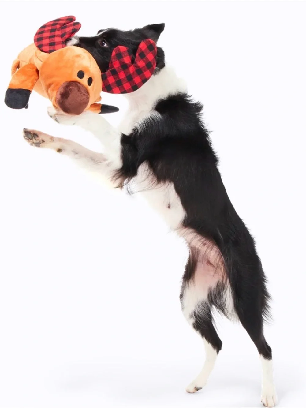 Bark Box XL Buffalo plaid blitzen moose dog toy NEW